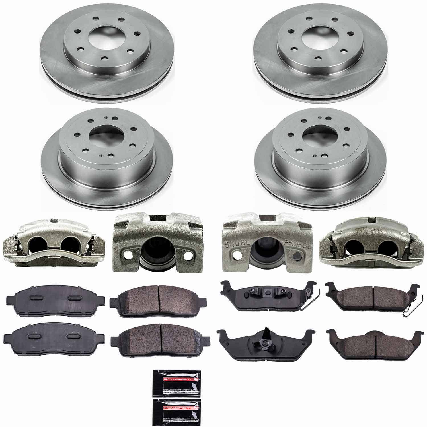 Power Stop - KCOE4006A - Front and Rear - Disc Brake Pad/Caliper and Rotor Kit