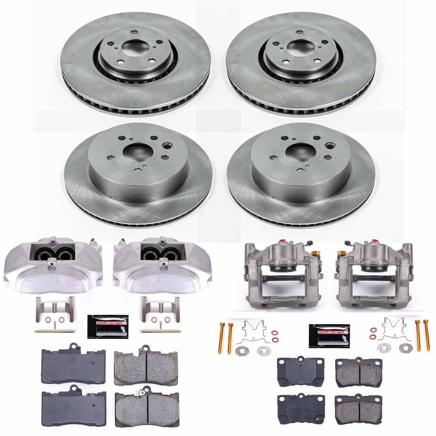 Power Stop - KCOE4071 - Front and Rear - Disc Brake Pad/Caliper and Rotor Kit