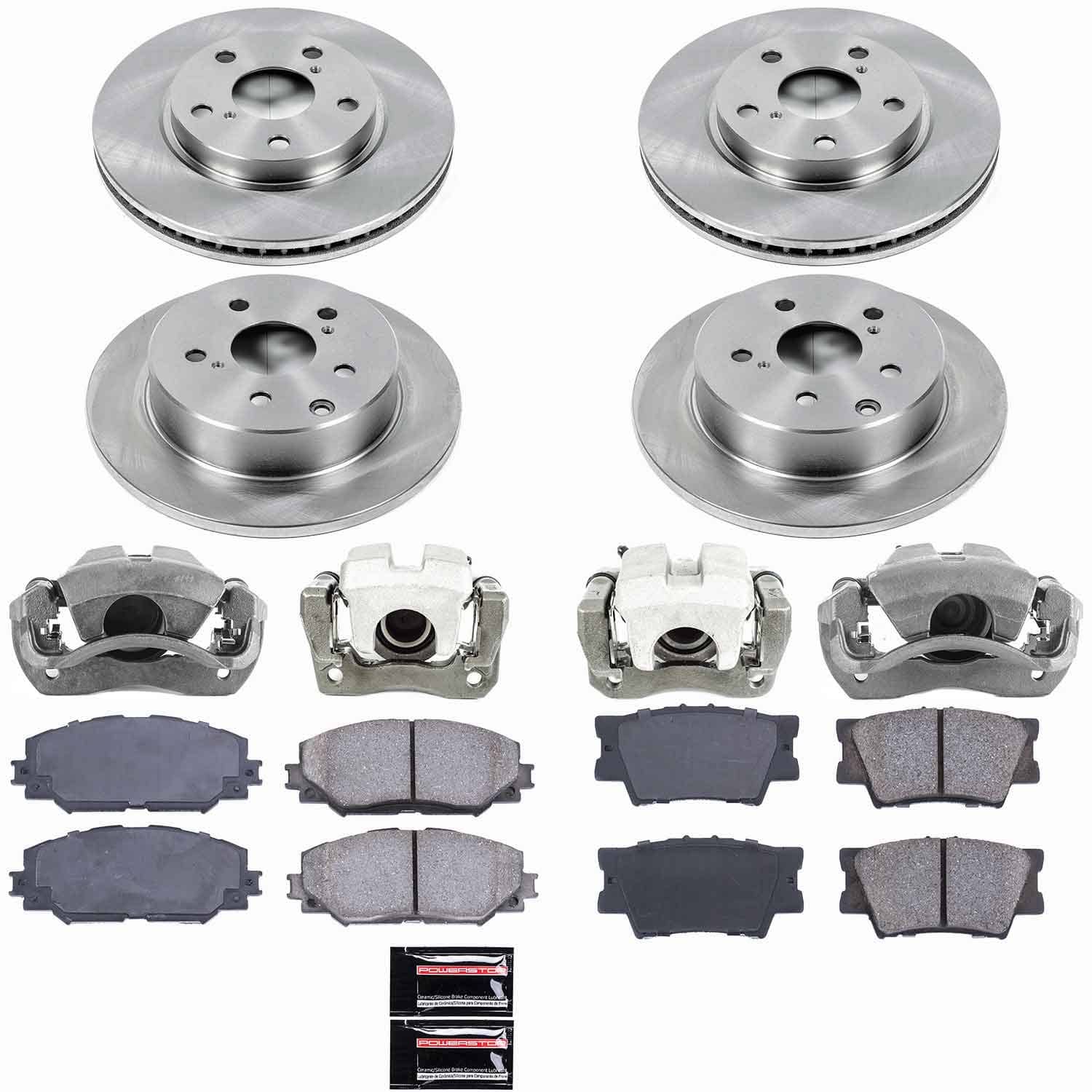 Power Stop - KCOE4100 - Front and Rear - Disc Brake Pad/Caliper and Rotor Kit