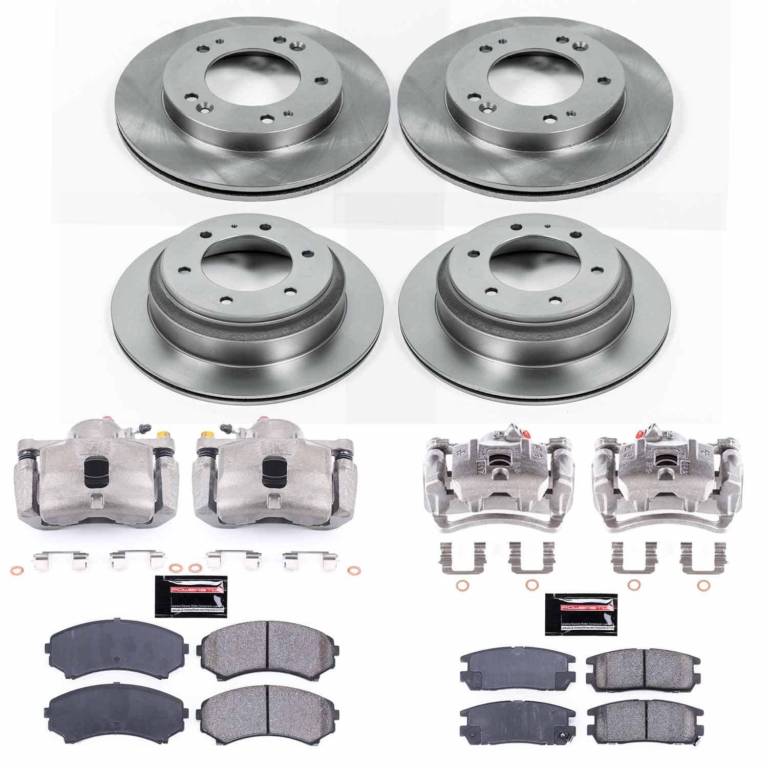Power Stop - KCOE4311 - Front and Rear - Disc Brake Pad/Caliper and Rotor Kit