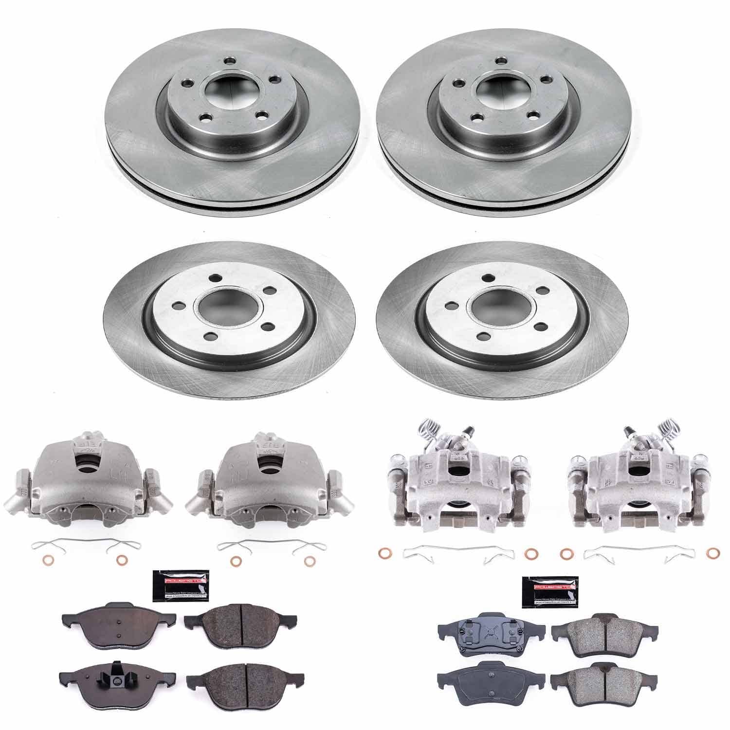 Power Stop - KCOE4492A - Front and Rear - Disc Brake Pad/Caliper and Rotor Kit