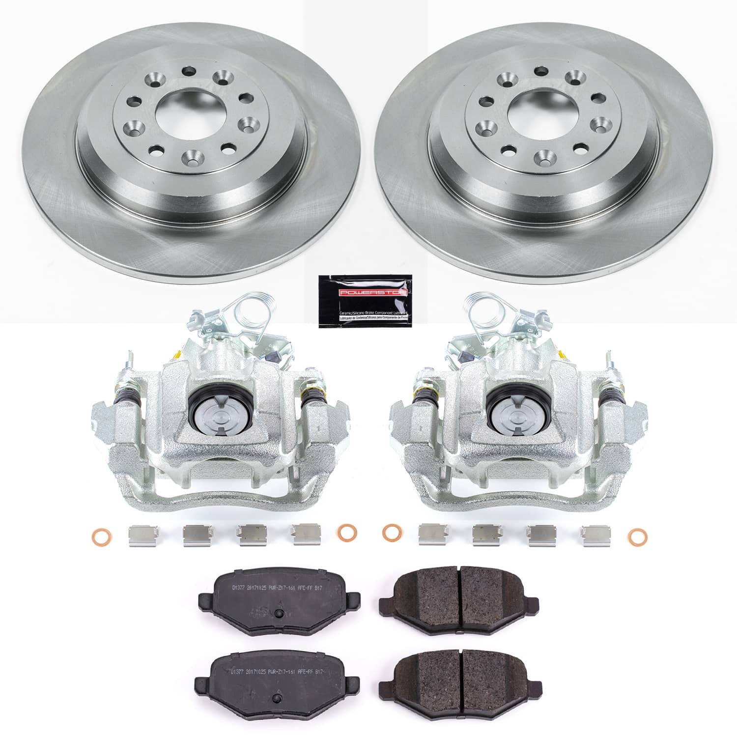 Power Stop - KCOE4744C - Rear - Disc Brake Pad/Caliper and Rotor Kit