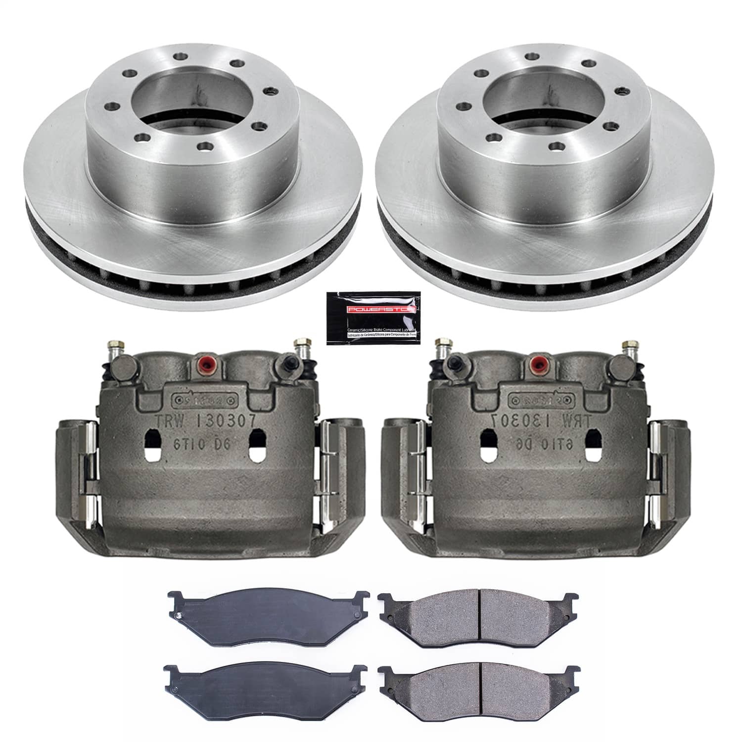 Power Stop - KCOE5185 - Front - Disc Brake Pad/Caliper and Rotor Kit