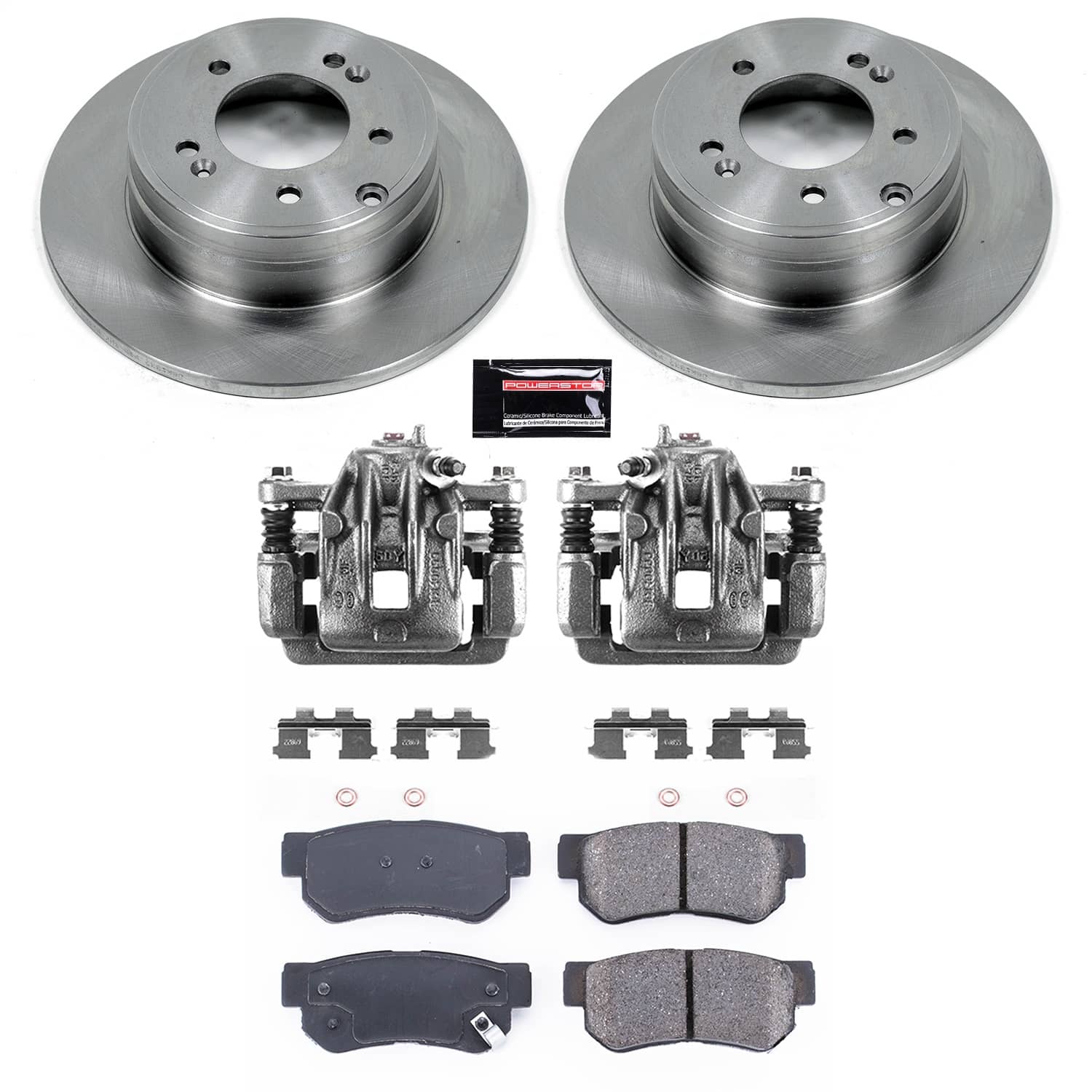Power Stop - KCOE5211A - Rear - Disc Brake Pad/Caliper and Rotor Kit