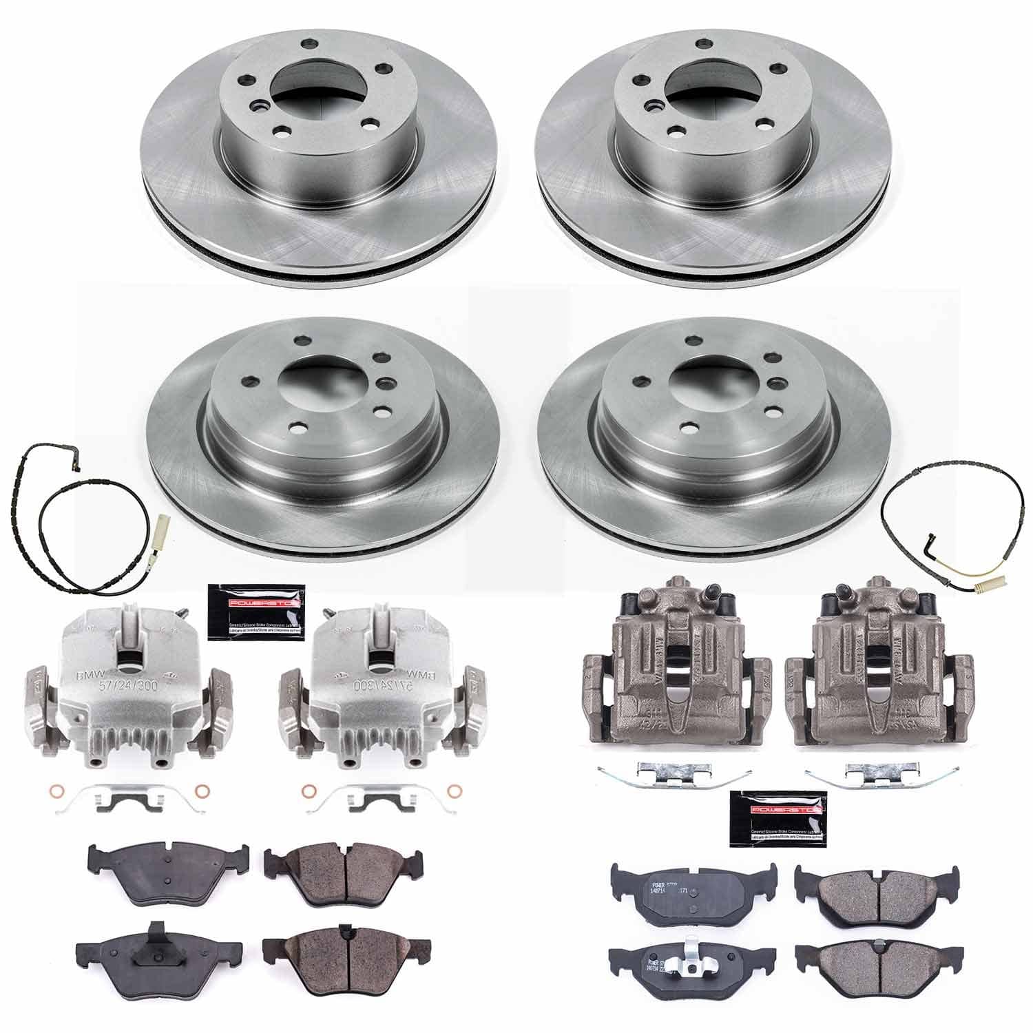 Power Stop - KCOE5357 - Front and Rear - Disc Brake Pad/Caliper and Rotor Kit