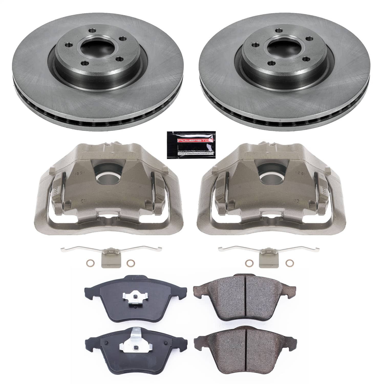 Power Stop - KCOE5430 - Front - Disc Brake Pad/Caliper and Rotor Kit