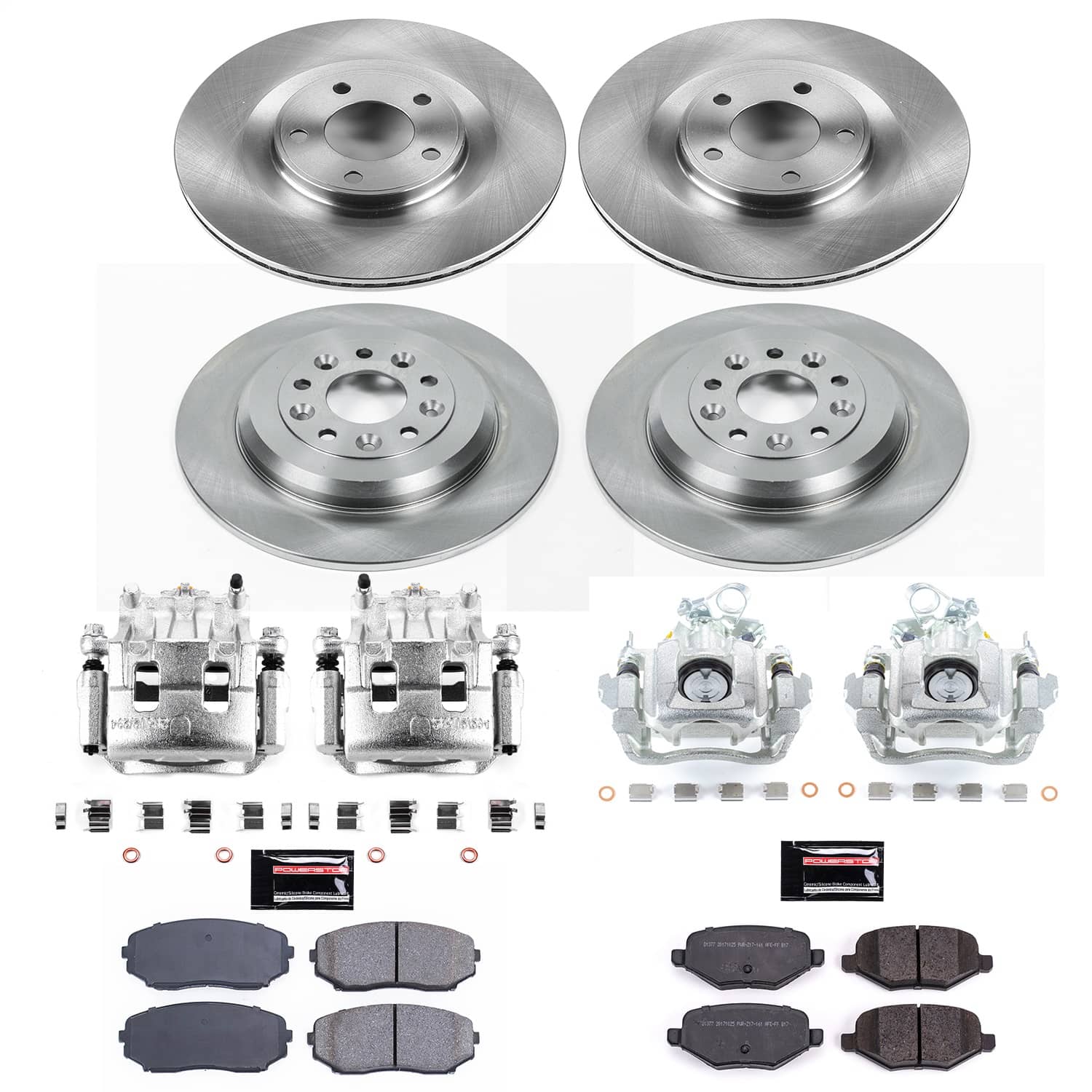 Power Stop - KCOE5452 - Front and Rear - Disc Brake Pad/Caliper and Rotor Kit