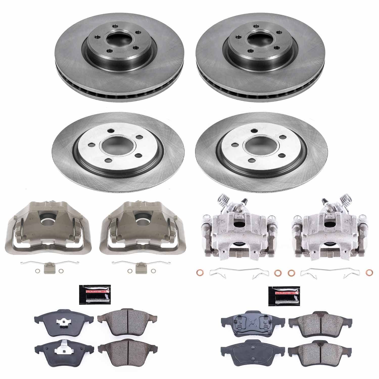 Power Stop - KCOE5470A - Front and Rear - Disc Brake Pad/Caliper and Rotor Kit