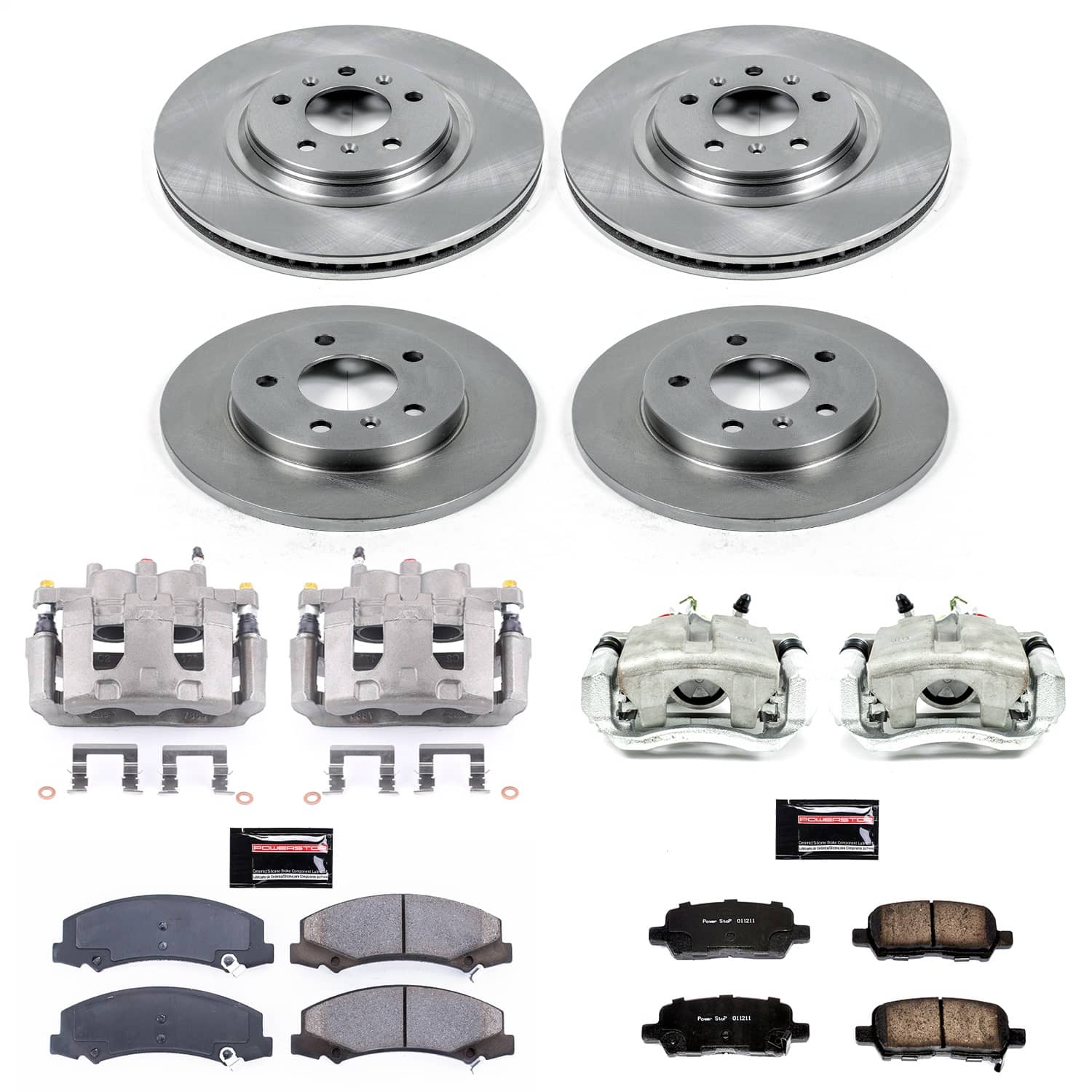 Power Stop - KCOE5514 - Front and Rear - Disc Brake Pad/Caliper and Rotor Kit