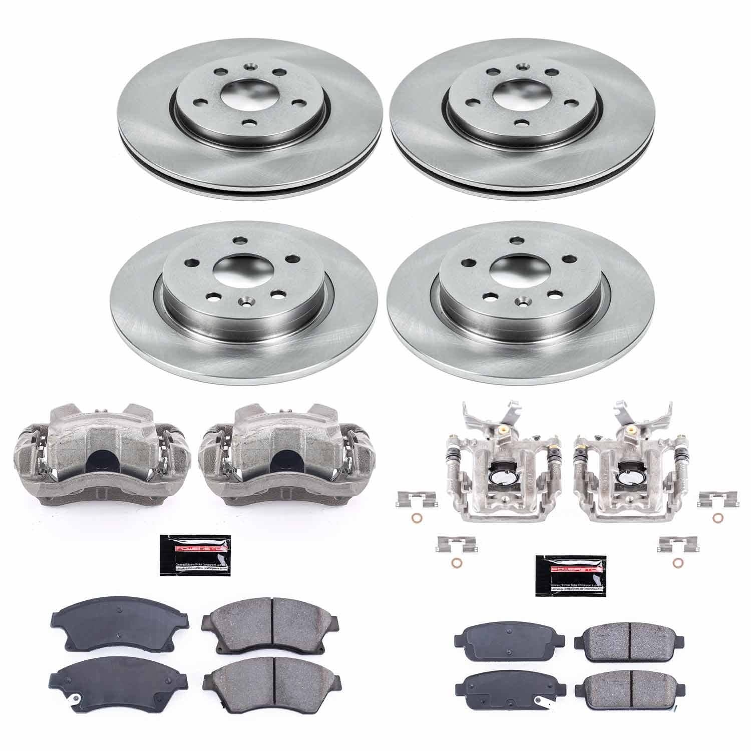 Power Stop - KCOE5551A - Front and Rear - Disc Brake Pad/Caliper and Rotor Kit