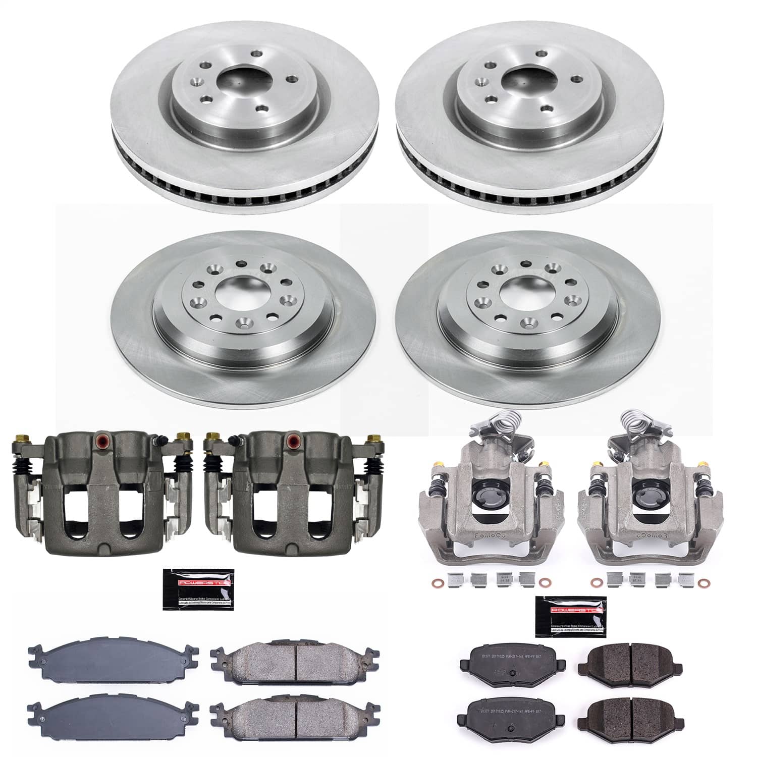 Power Stop - KCOE5584A - Front and Rear - Disc Brake Pad/Caliper and Rotor Kit