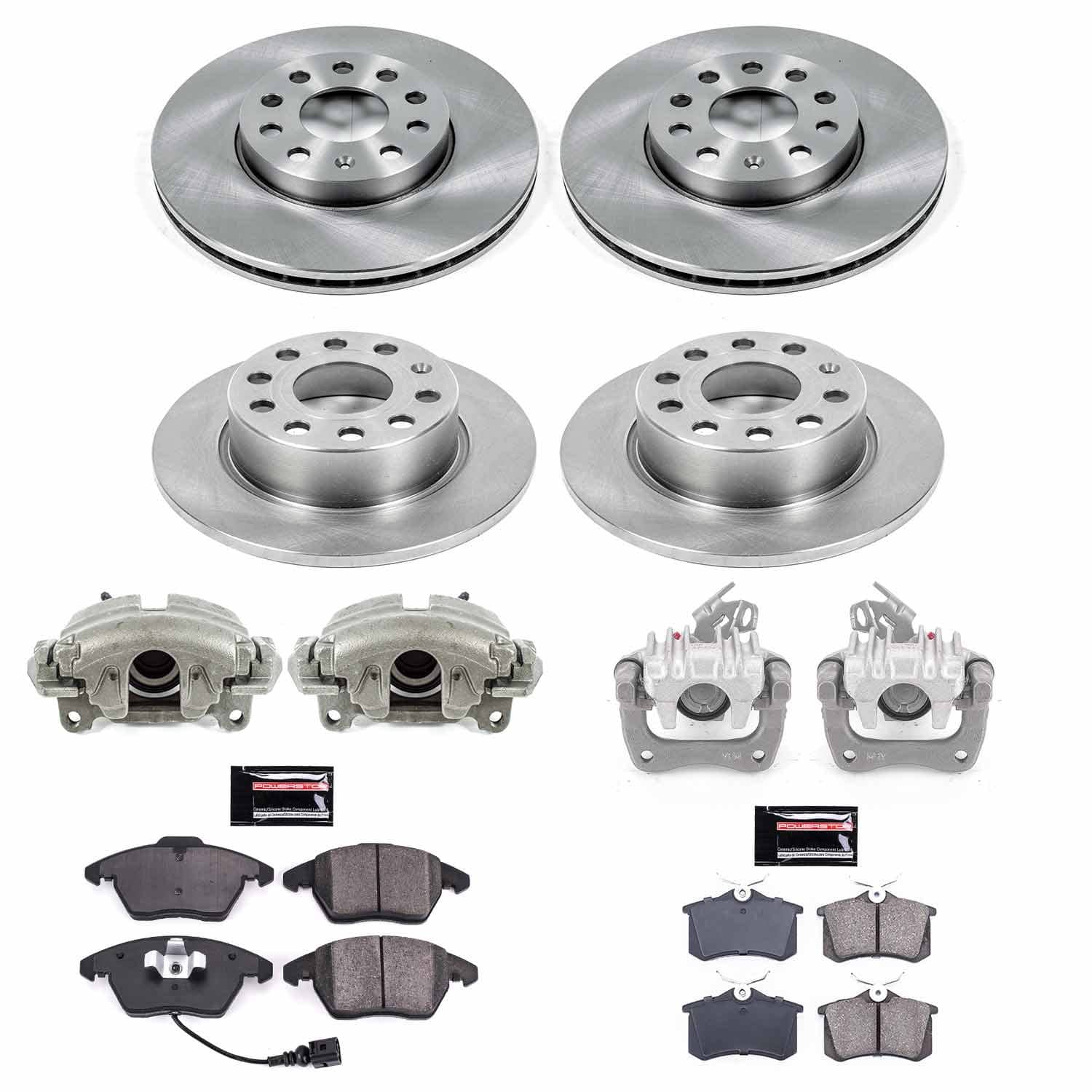 Power Stop - KCOE5749 - Front and Rear - Disc Brake Pad/Caliper and Rotor Kit