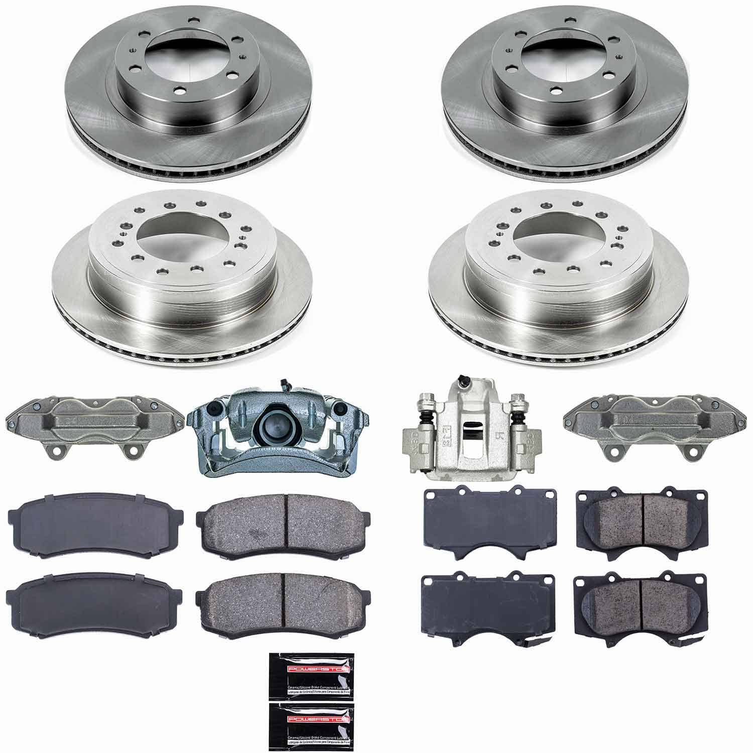 Power Stop - KCOE5805 - Front and Rear - Disc Brake Pad/Caliper and Rotor Kit