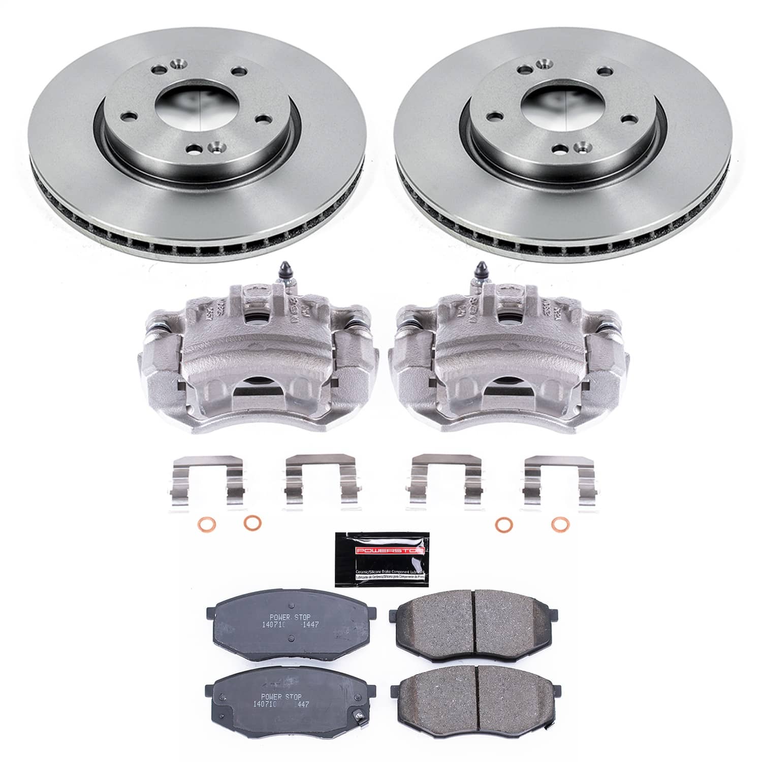 Power Stop - KCOE5806 - Front - Disc Brake Pad/Caliper and Rotor Kit