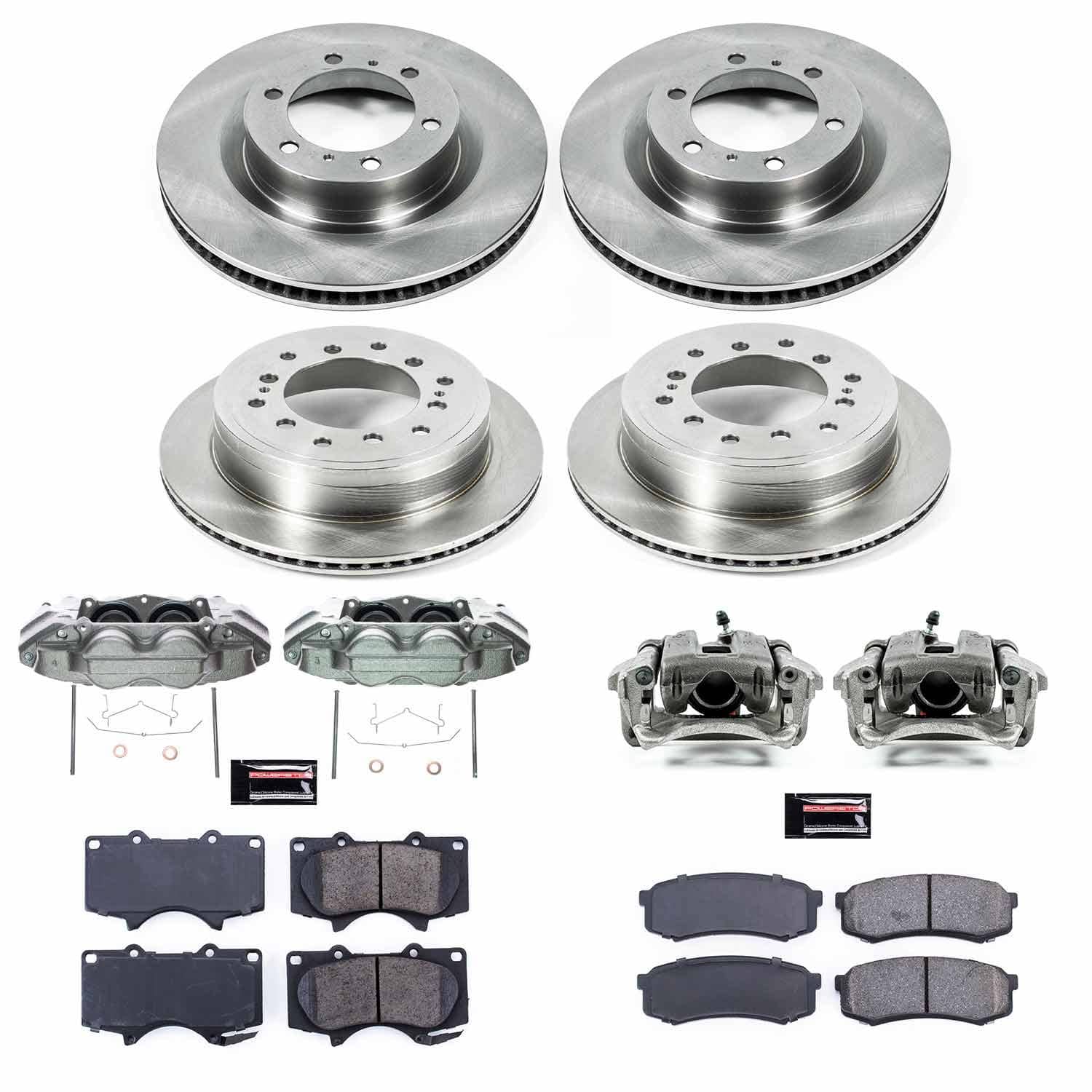 Power Stop - KCOE5874A - Front and Rear - Disc Brake Pad/Caliper and Rotor Kit