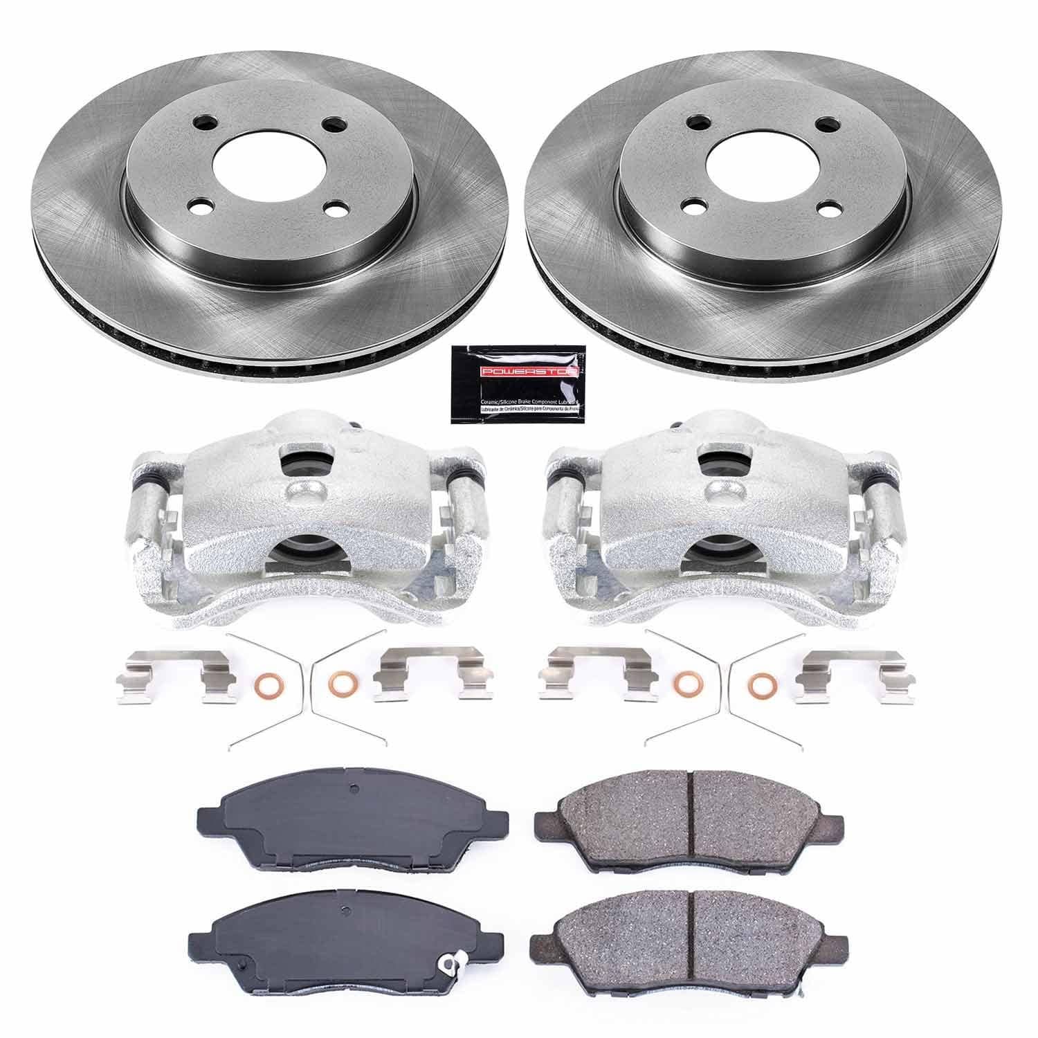 Power Stop - KCOE6096A - Front - Disc Brake Pad/Caliper and Rotor Kit