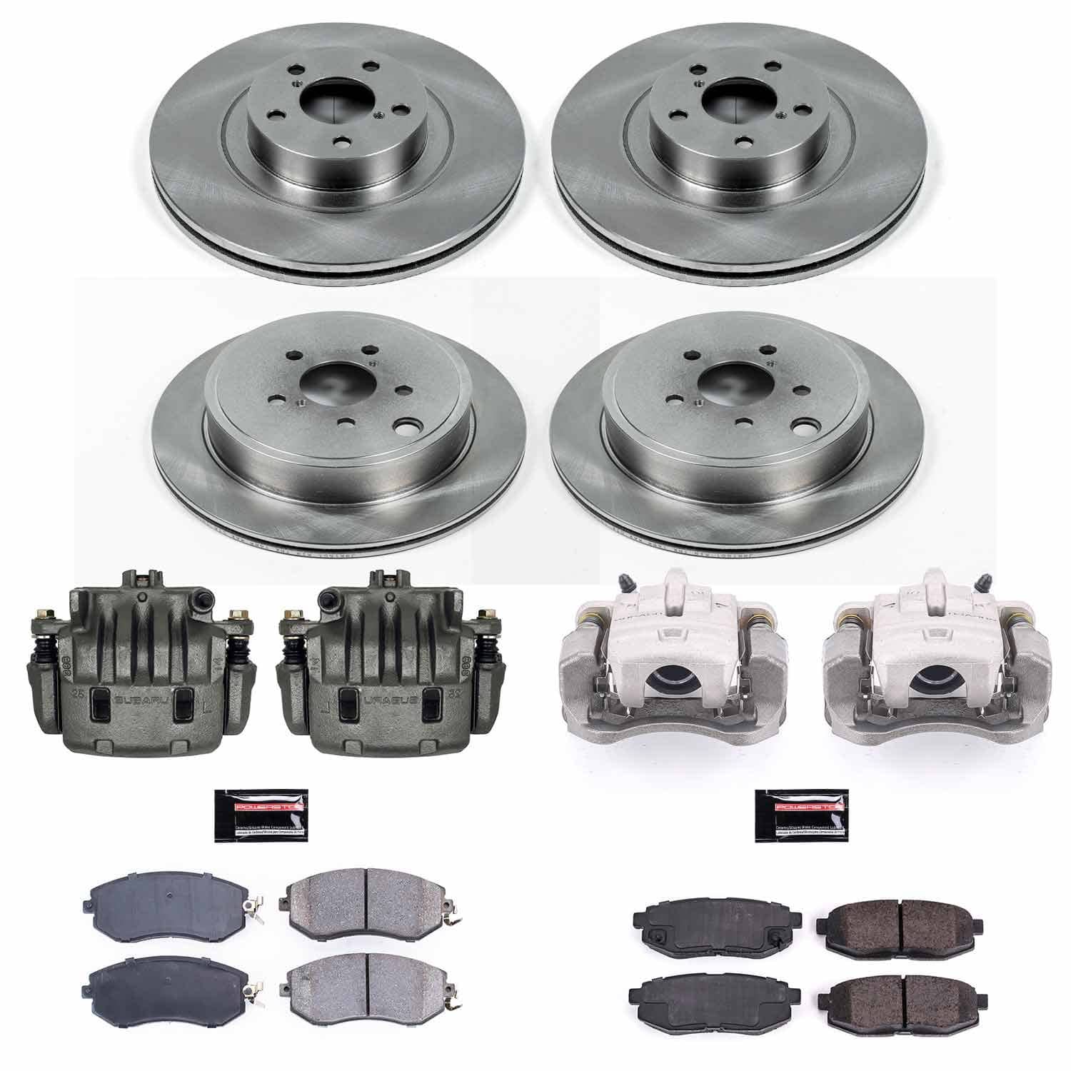 Power Stop - KCOE6164 - Front and Rear - Disc Brake Pad/Caliper and Rotor Kit
