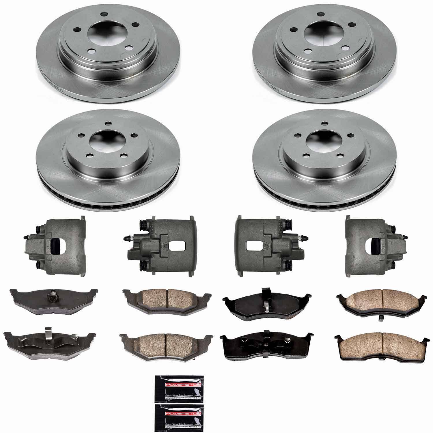 Power Stop - KCOE6177 - Front and Rear - Disc Brake Pad/Caliper and Rotor Kit