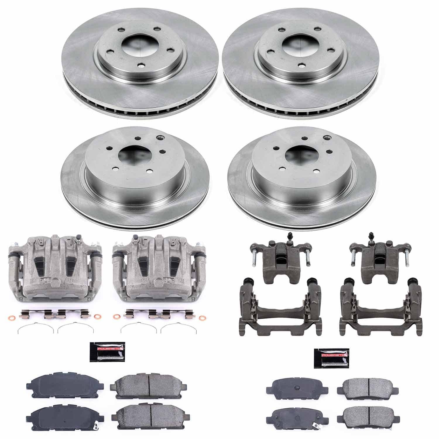 Power Stop - KCOE6361 - Front and Rear - Disc Brake Pad/Caliper and Rotor Kit