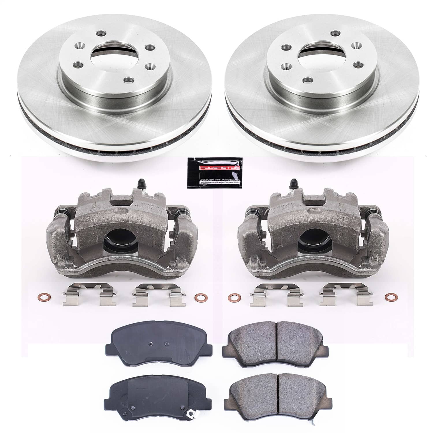 Power Stop - KCOE6508 - Front - Disc Brake Pad/Caliper and Rotor Kit