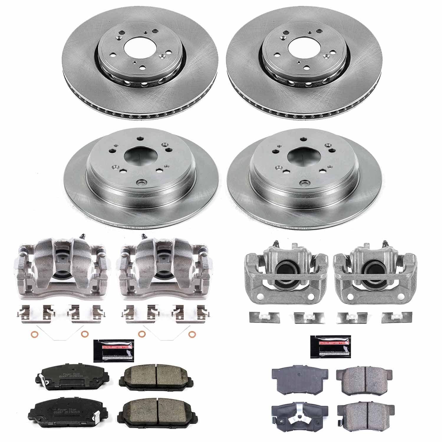 Power Stop - KCOE6939 - Front and Rear - Disc Brake Pad/Caliper and Rotor Kit