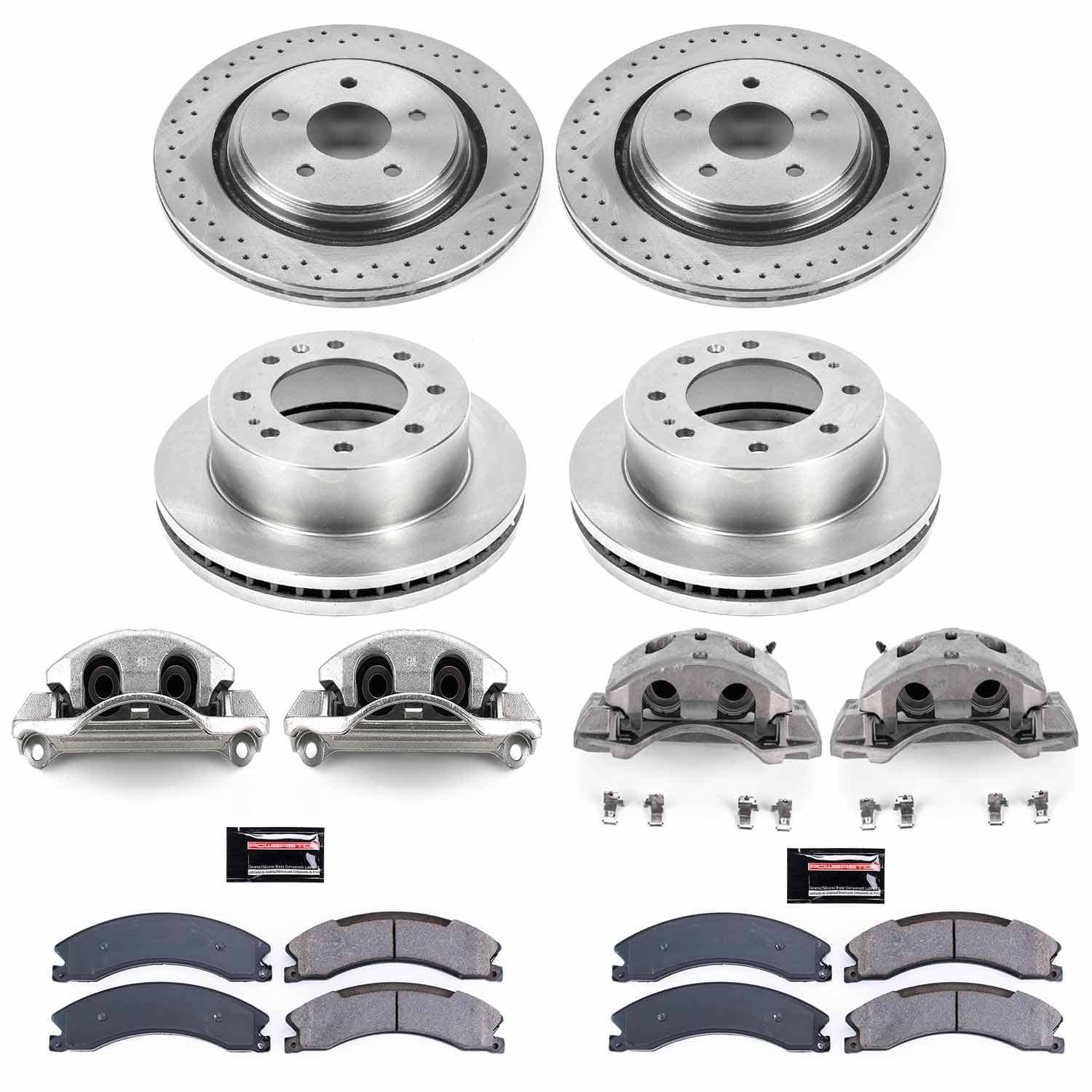Power Stop - KCOE6992 - Front and Rear - Disc Brake Pad/Caliper and Rotor Kit