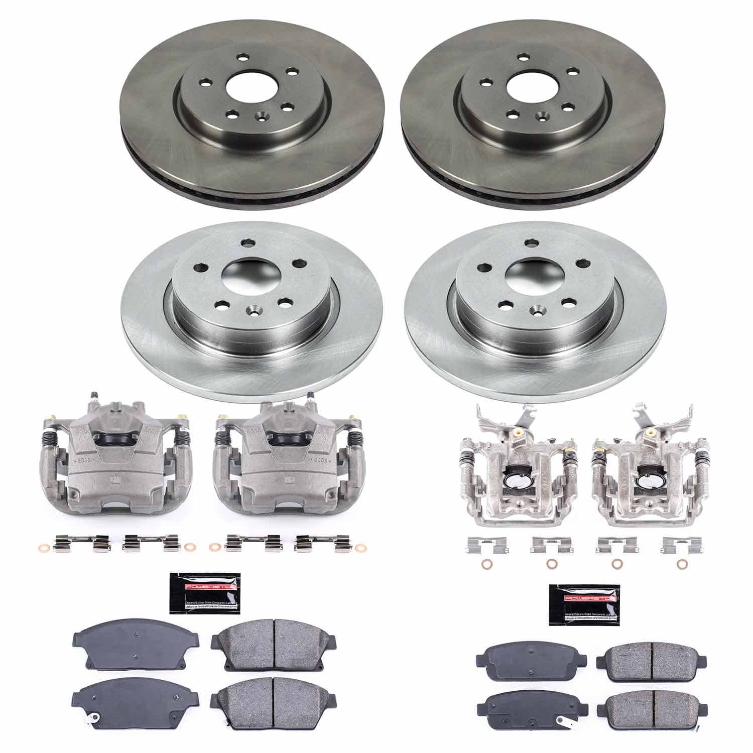 Power Stop - KCOE6995 - Front and Rear - Disc Brake Pad/Caliper and Rotor Kit