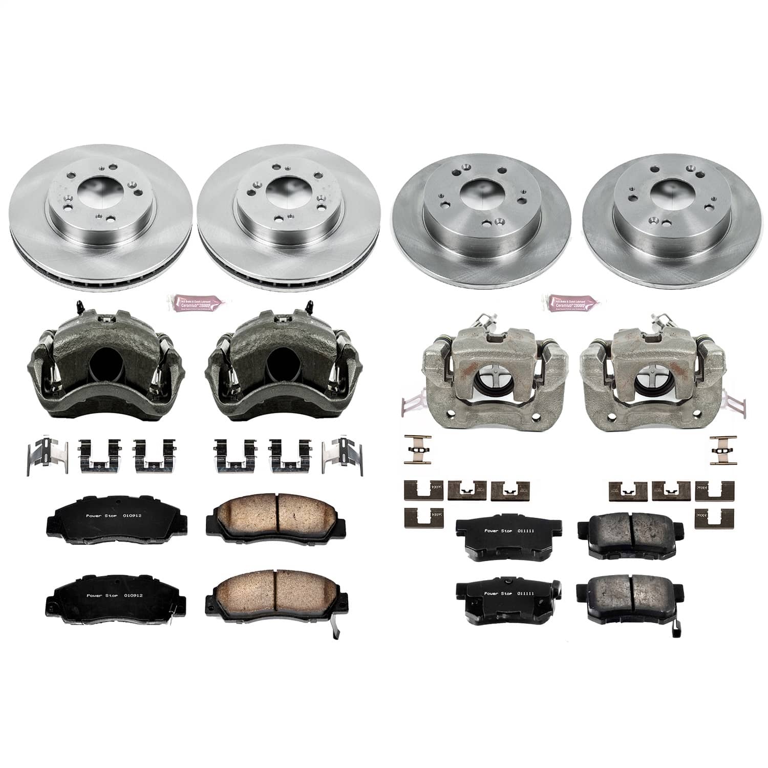 Power Stop - KCOE706 - Front and Rear - Disc Brake Pad/Caliper and Rotor Kit