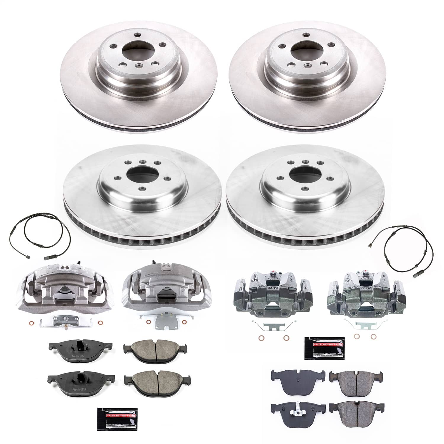 Power Stop - KCOE7098 - Front and Rear - Disc Brake Pad/Caliper and Rotor Kit