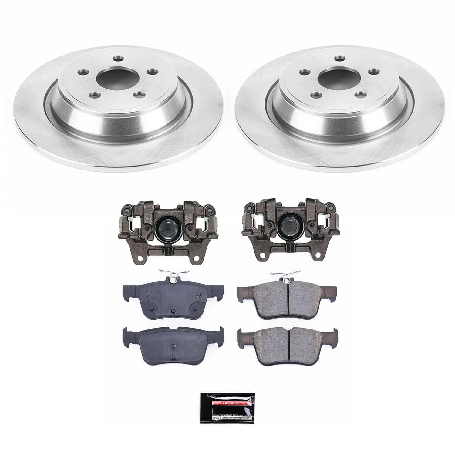 Power Stop - KCOE7144B - Rear - Disc Brake Pad/Caliper and Rotor Kit