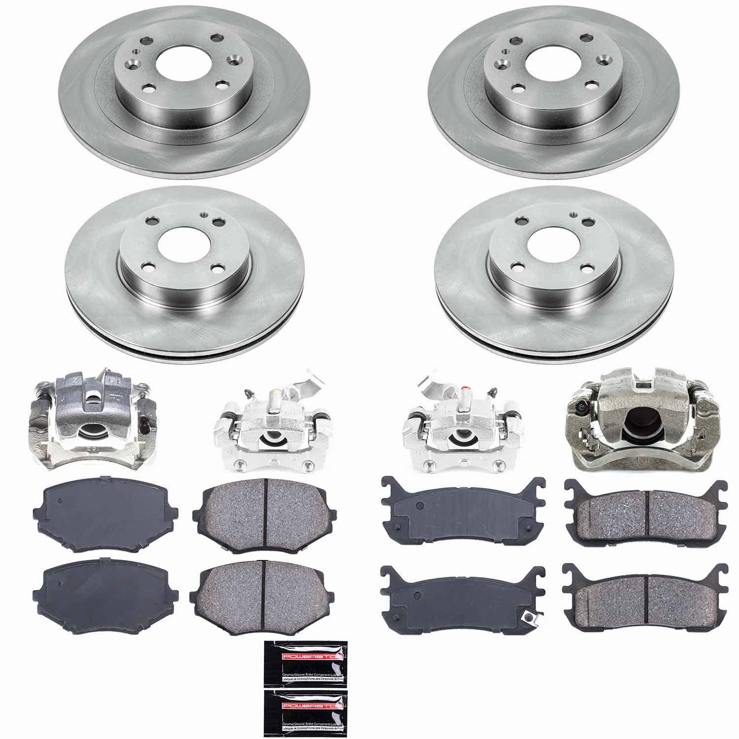 Power Stop - KCOE794 - Front and Rear - Disc Brake Pad/Caliper and Rotor Kit