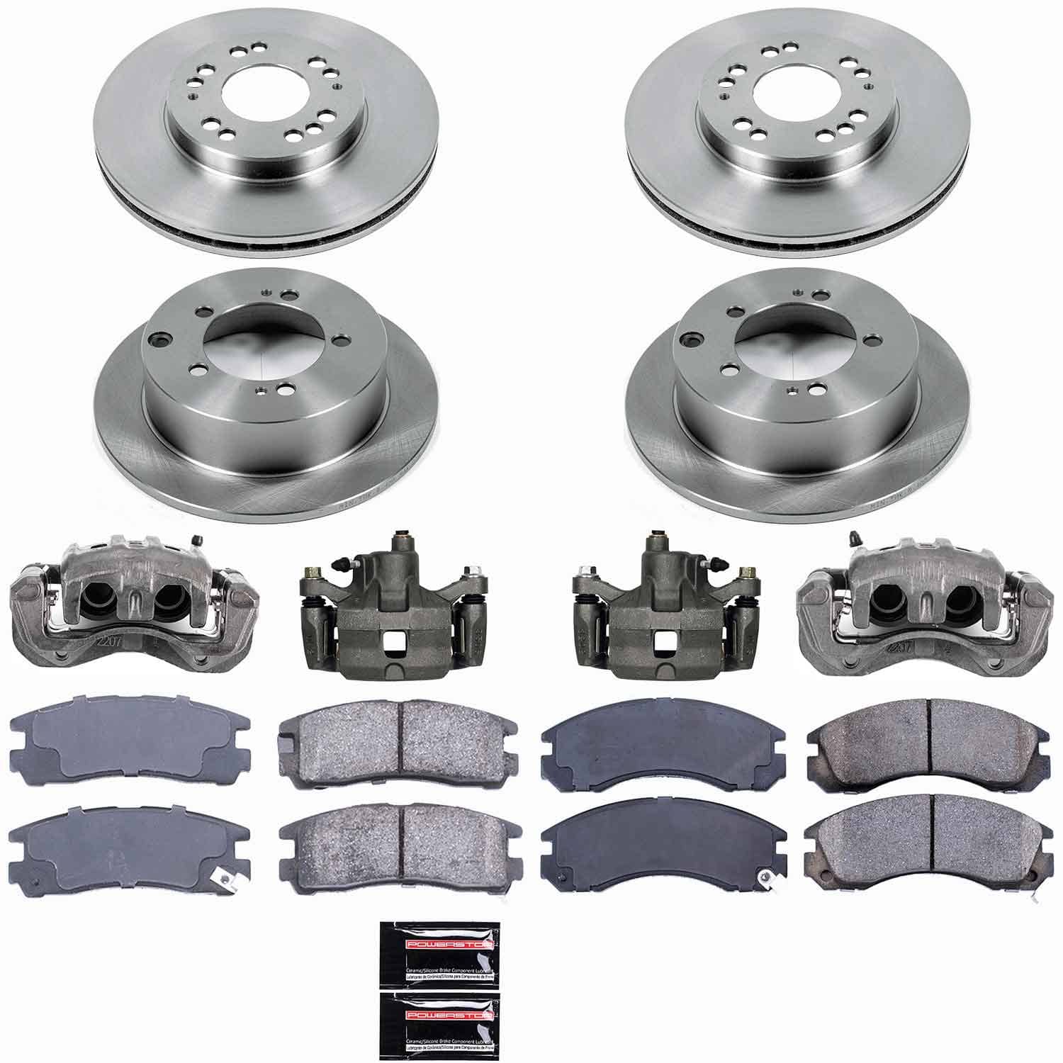 Power Stop - KCOE802 - Front and Rear - Disc Brake Pad/Caliper and Rotor Kit