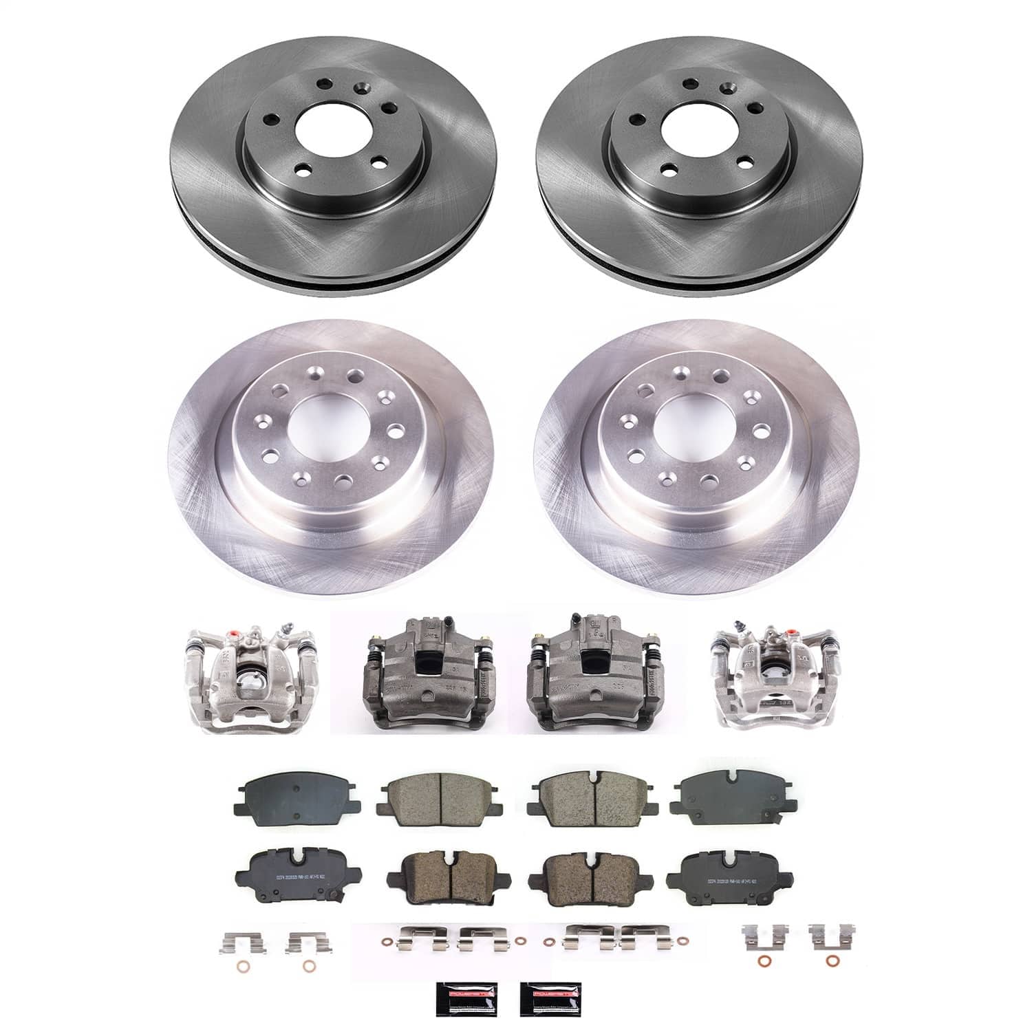 Power Stop - KCOE8799 - Front and Rear - Disc Brake Pad/Caliper and Rotor Kit