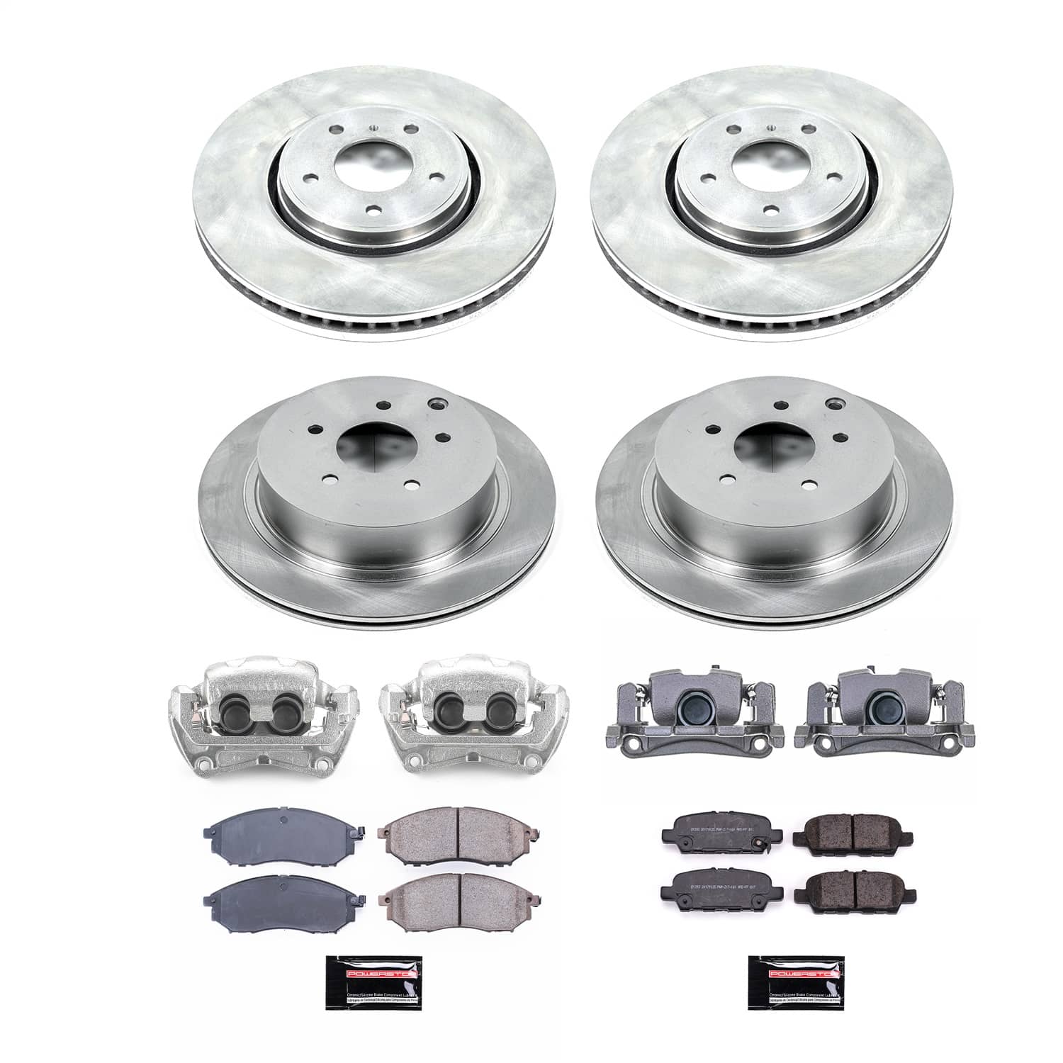 Power Stop - KCOE8878 - Front and Rear - Disc Brake Pad/Caliper and Rotor Kit