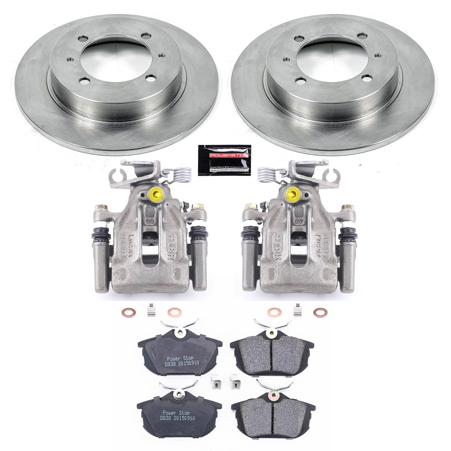 Power Stop - KCOE913 - Rear - Disc Brake Pad/Caliper and Rotor Kit